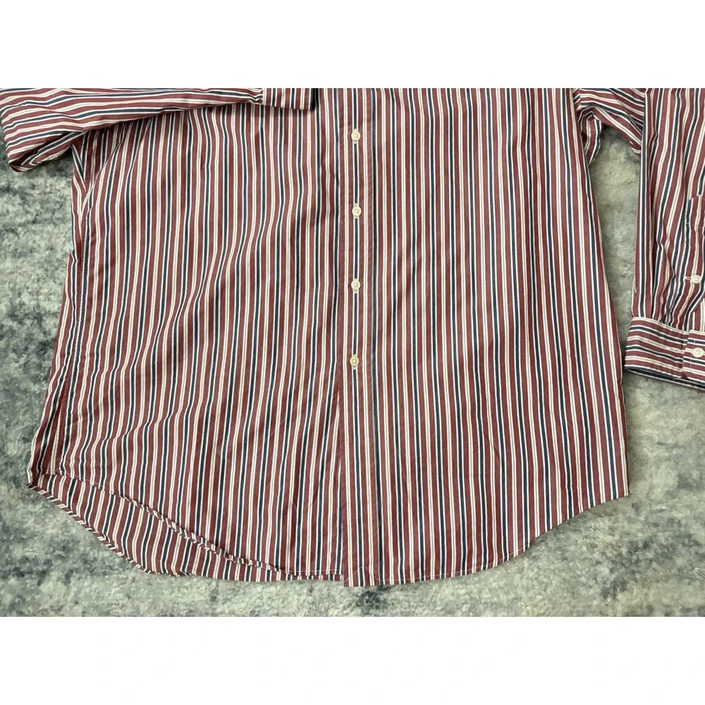 Polo Ralph Lauren Mens L 16.5 34/35 Yarmouth Red Blue Striped‎ Long Sleeve Shirt